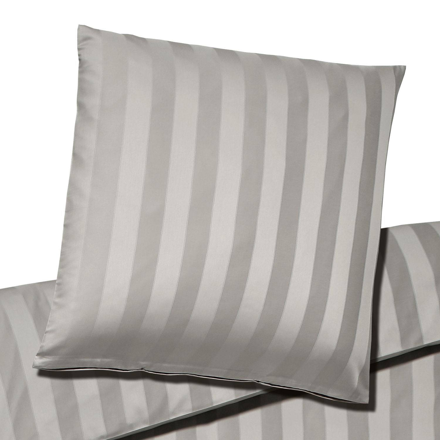 Elegante Kissenhülle Mako Satin NOBLESSE silber atmungsaktiv