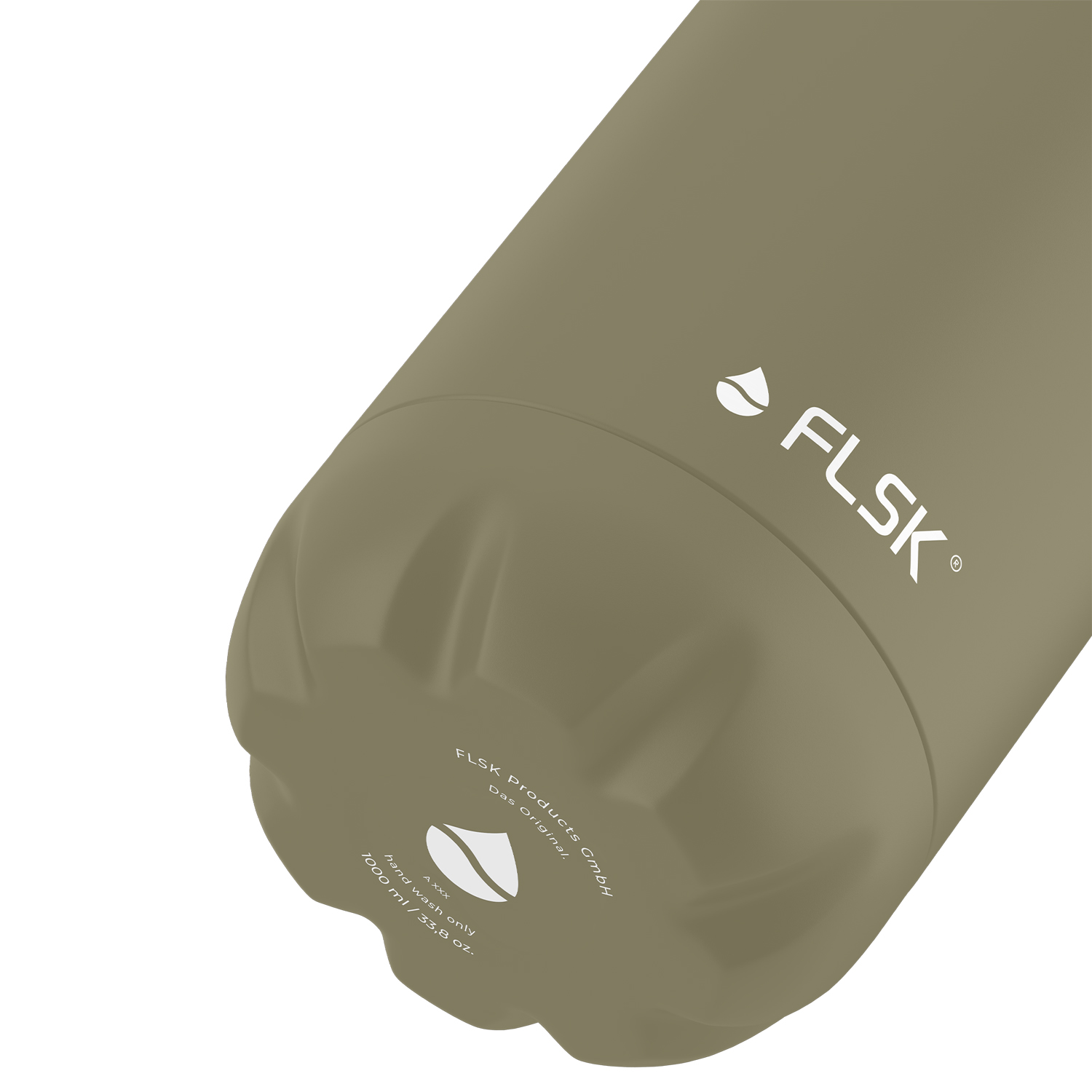 FLSK Trinkflasche Edelstahl khaki Inhalt 1l Thermosflasche Trinköffnung 3,4cm in Geschenkbox