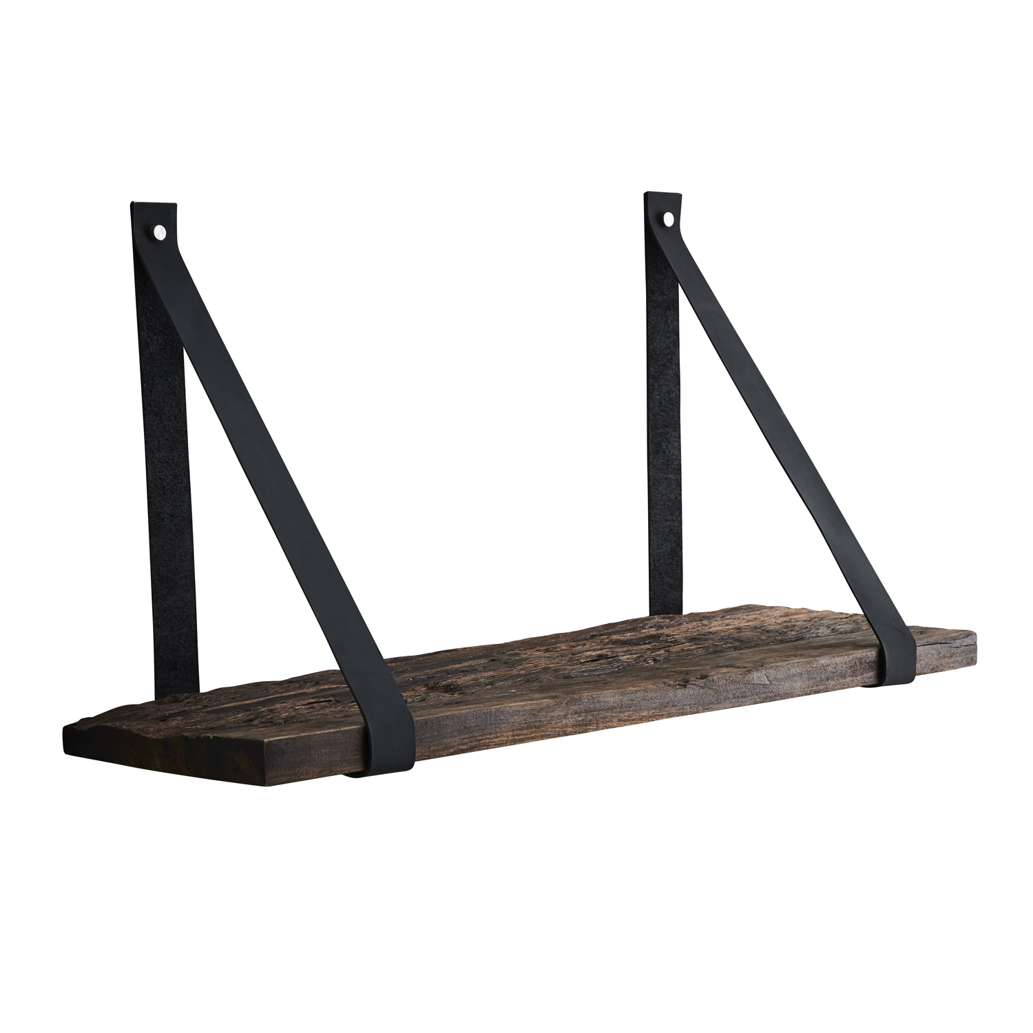 FUHRHOME Aros Regal 3er Set 3 Regale aus Leder und recyceltem Holz
