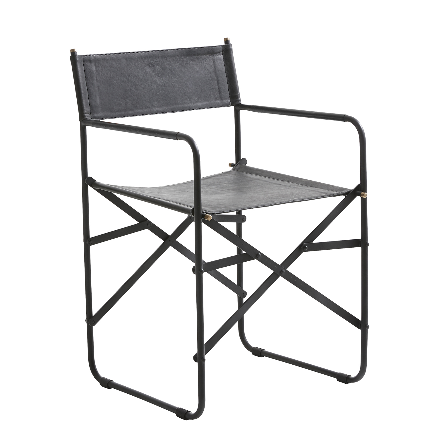 FUHRHOME Hollywood Stuhl Black aus Büffelleder und Metall klappbar