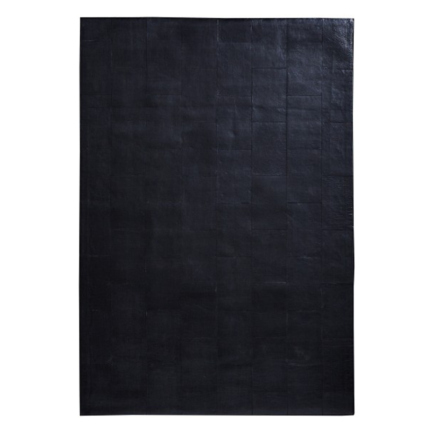 FUHRHOME Lederteppich Athens 120x180cm handgefertigt aus schwarzem Vintage Leder Patchwork