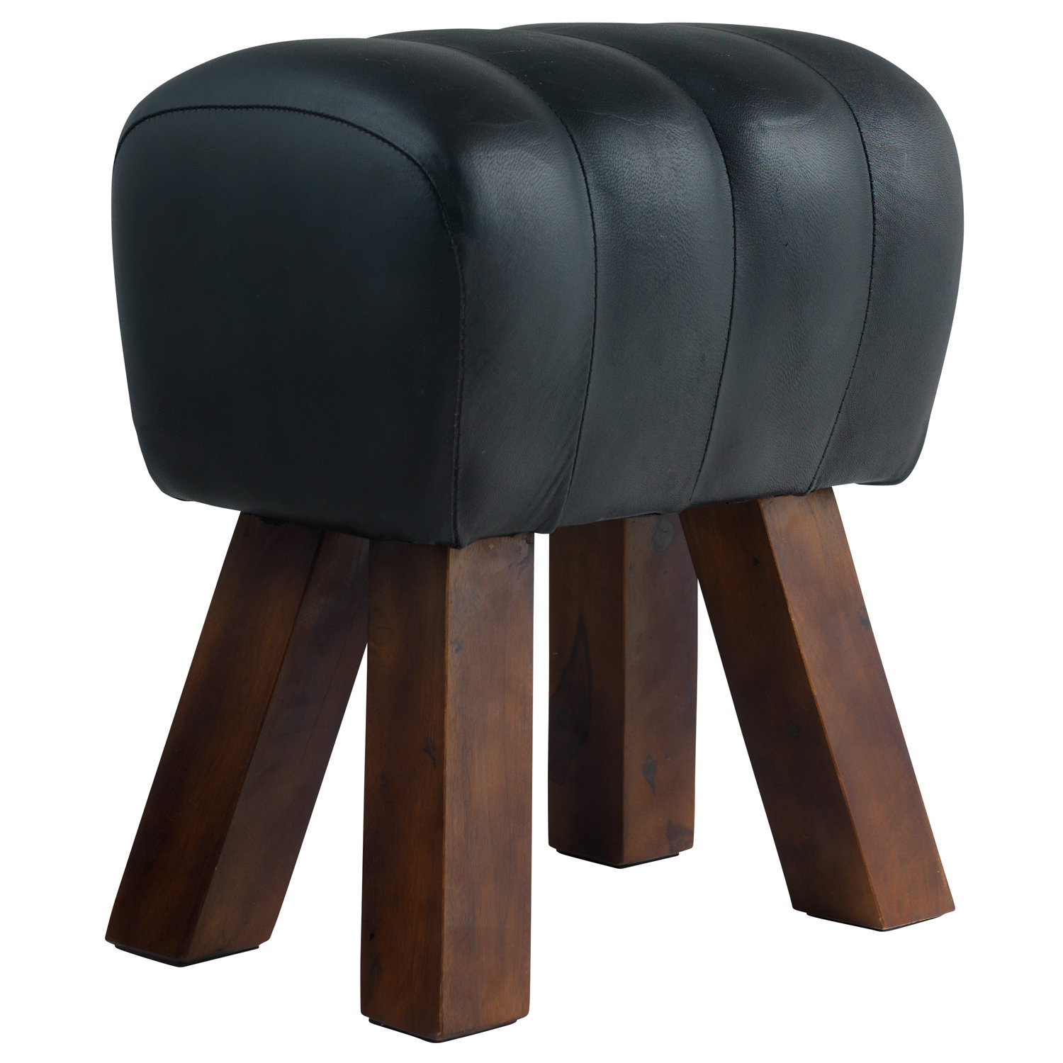 FUHRHOME Lima Black Lederhocker gepolstert – ROMODO