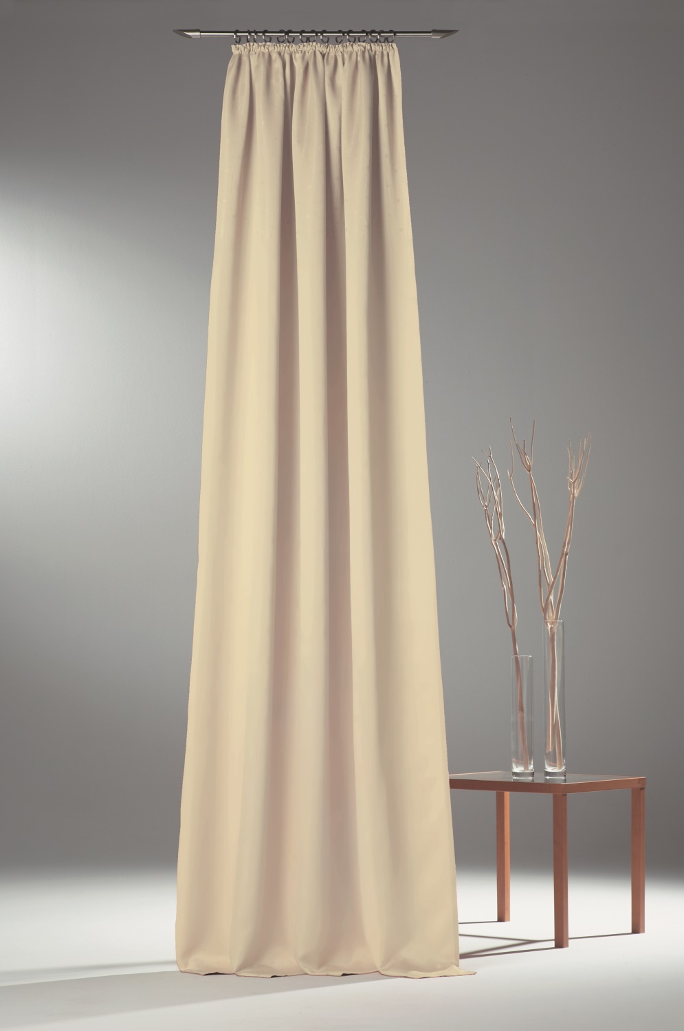 Fertigschal uni beige mit Universalband Breite 135 cm Höhe 245 cm 