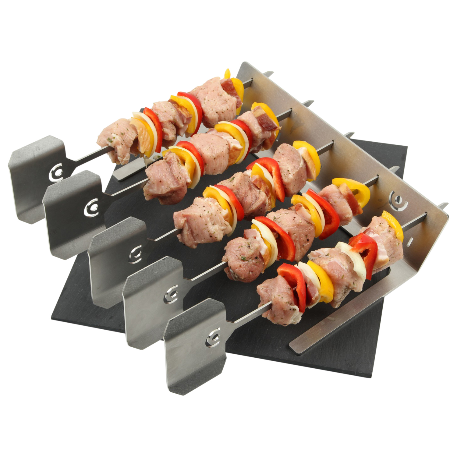 Grillspieße 5er Set mit Halter aus Edelstahl 33x30x10,5cm 