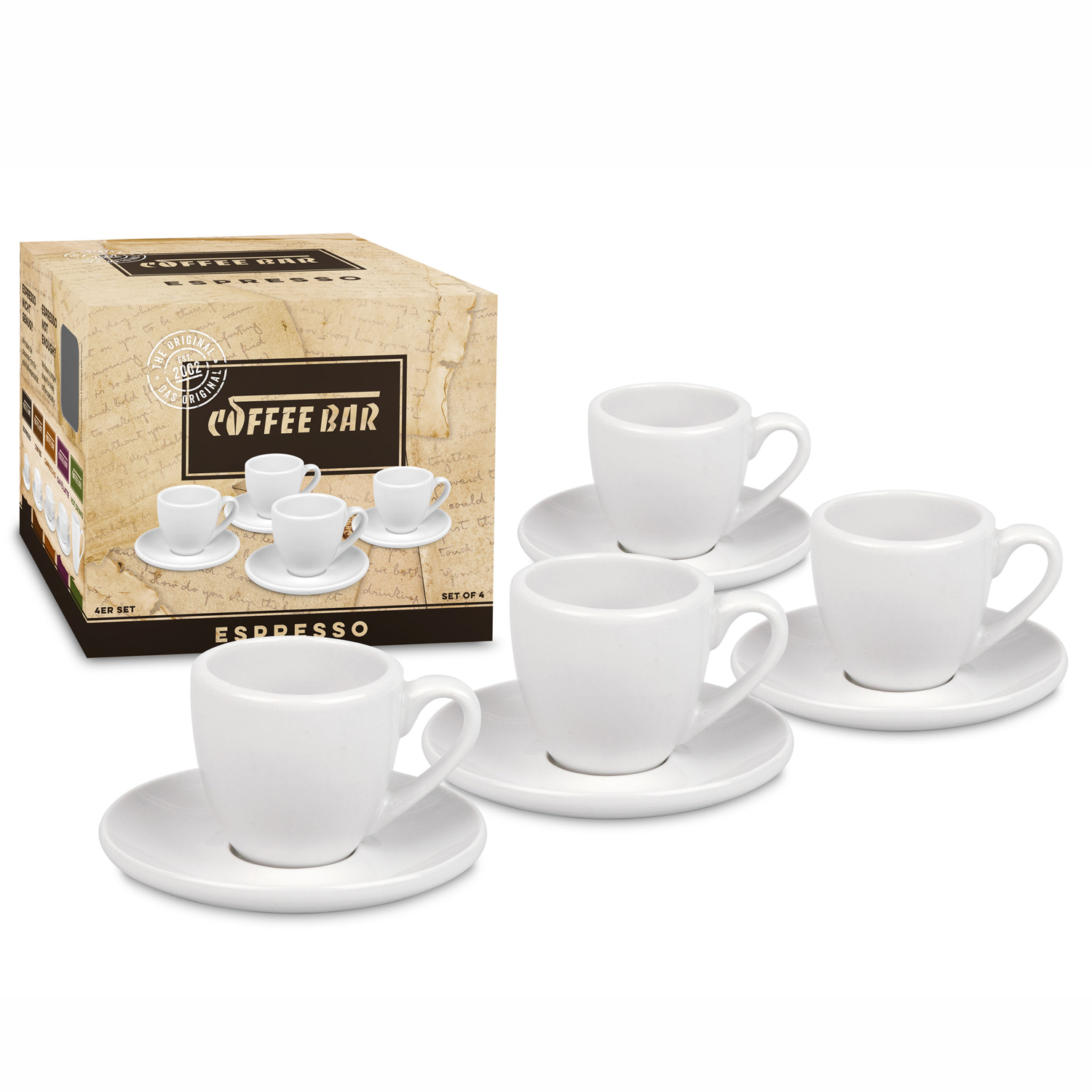 Könitz 4er Set Espressotassen Coffee Bar im Geschenkkarton 75ml