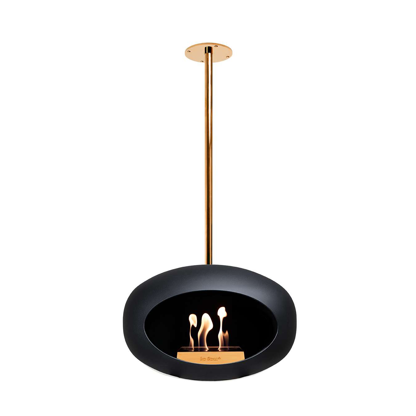 Le Feu Sky Bioethanol Kamin, hängend Schwarz 155cm, Stange 120cm, rose gold