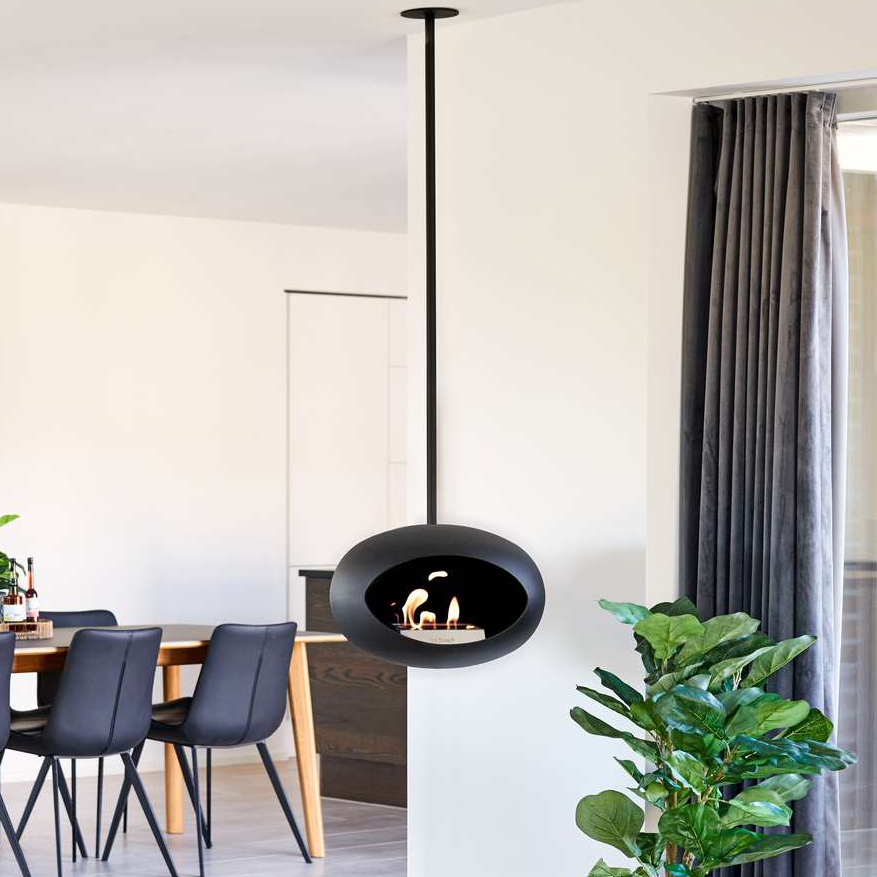 Le Feu Sky Bioethanol Kamin, hängend Schwarz 155cm, Stange 120cm, schwarz