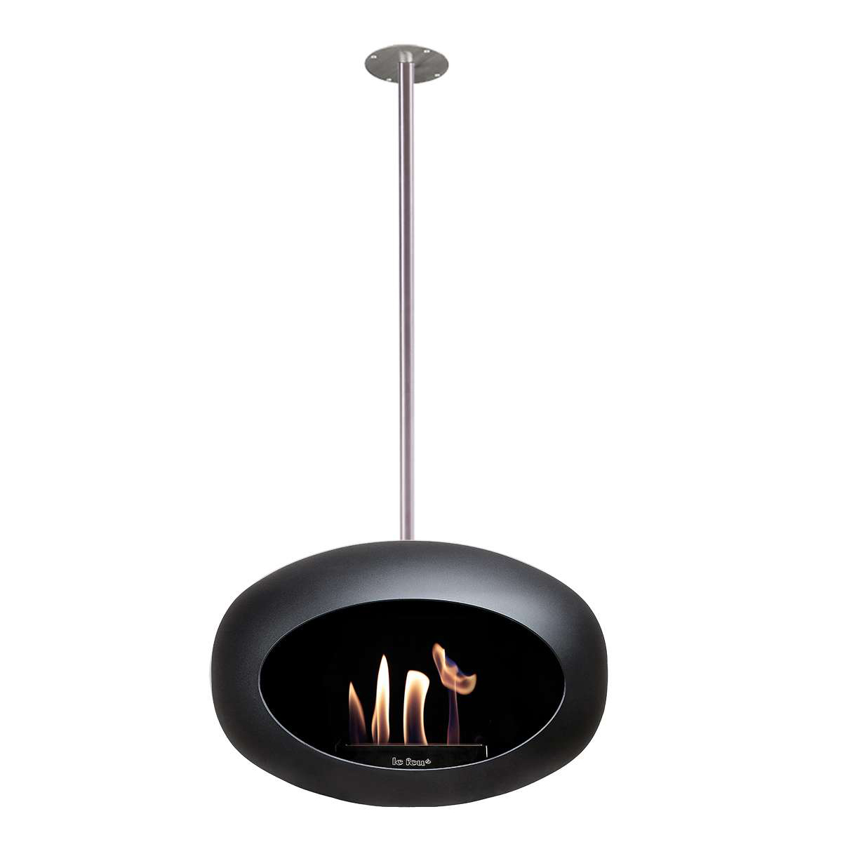 Le Feu Sky Bioethanol Kamin, hängend Schwarz 175cm, Stange 140cm, Edelstahl poliert