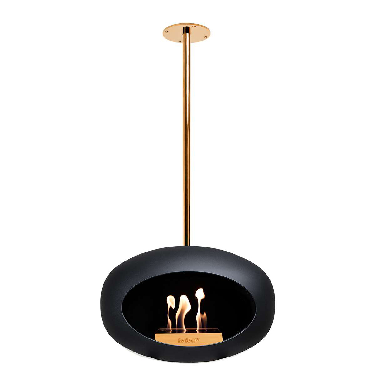 Le Feu Sky Bioethanol Kamin, hängend Schwarz 175cm, Stange 140cm, rose gold