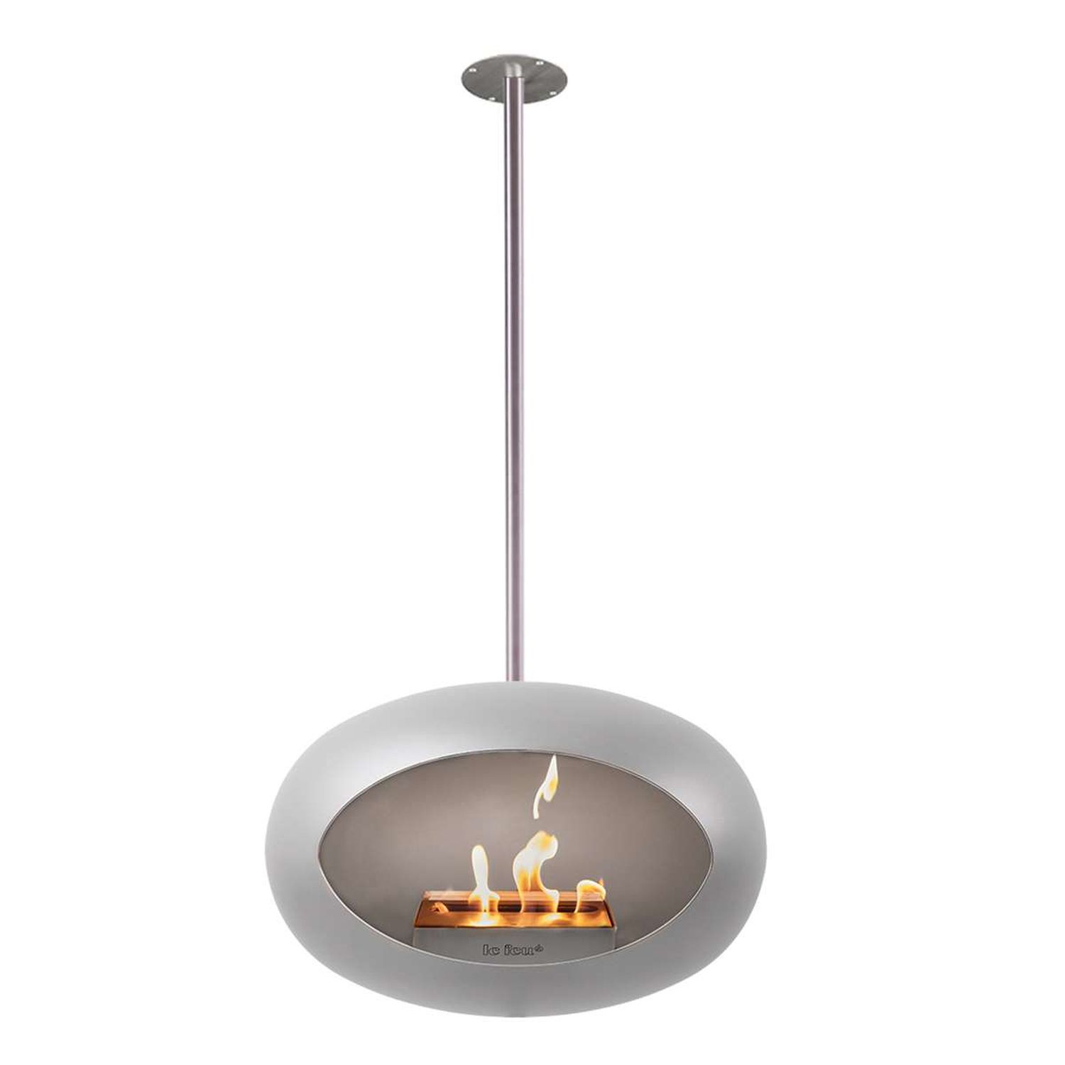 Le Feu Sky Bioethanol Kamin, hängend silber 155cm, Stange 120cm, Edelstahl poliert