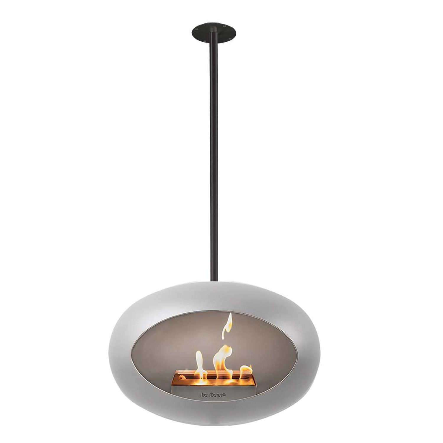 Le Feu Sky Bioethanol Kamin, hängend silber 175cm, Stange 140cm, schwarz