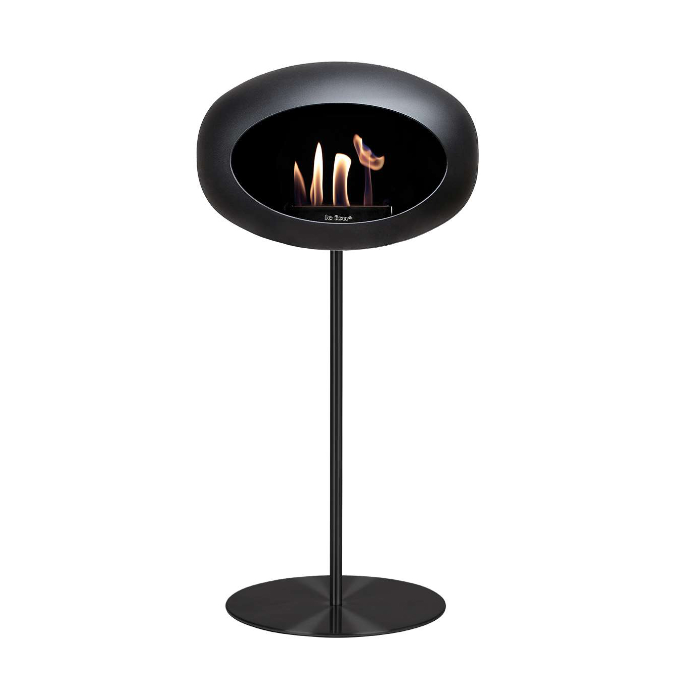 Le Feu Steel Bioethanol Kamin, stehend Schwarz 115cm, Stange 80cm, schwarz, Bodenplatte schwarz