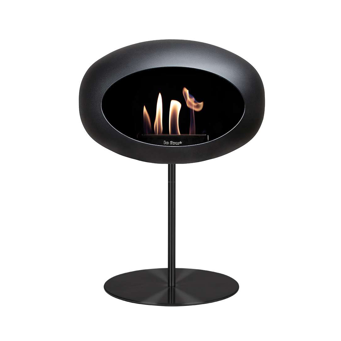 Le Feu Steel Bioethanol Kamin, stehend Schwarz 85cm, Stange 50cm, schwarz, Bodenplatte schwarz