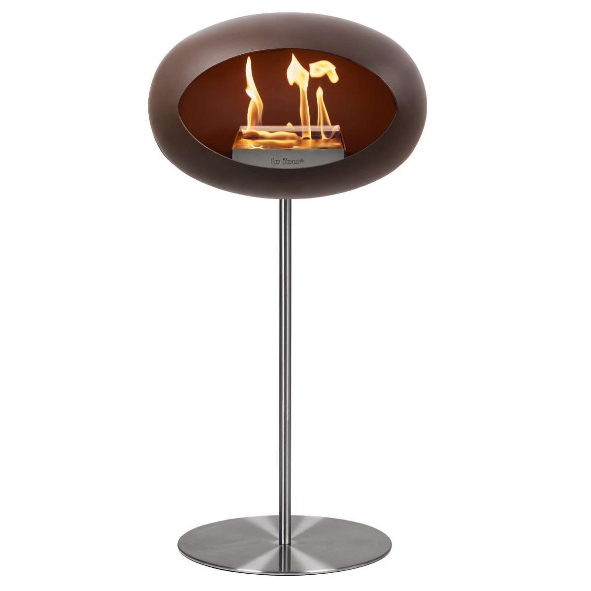 Le Feu Steel Bioethanol Kamin, stehend mocca 115cm, Stange 80cm, edelstahl poliert