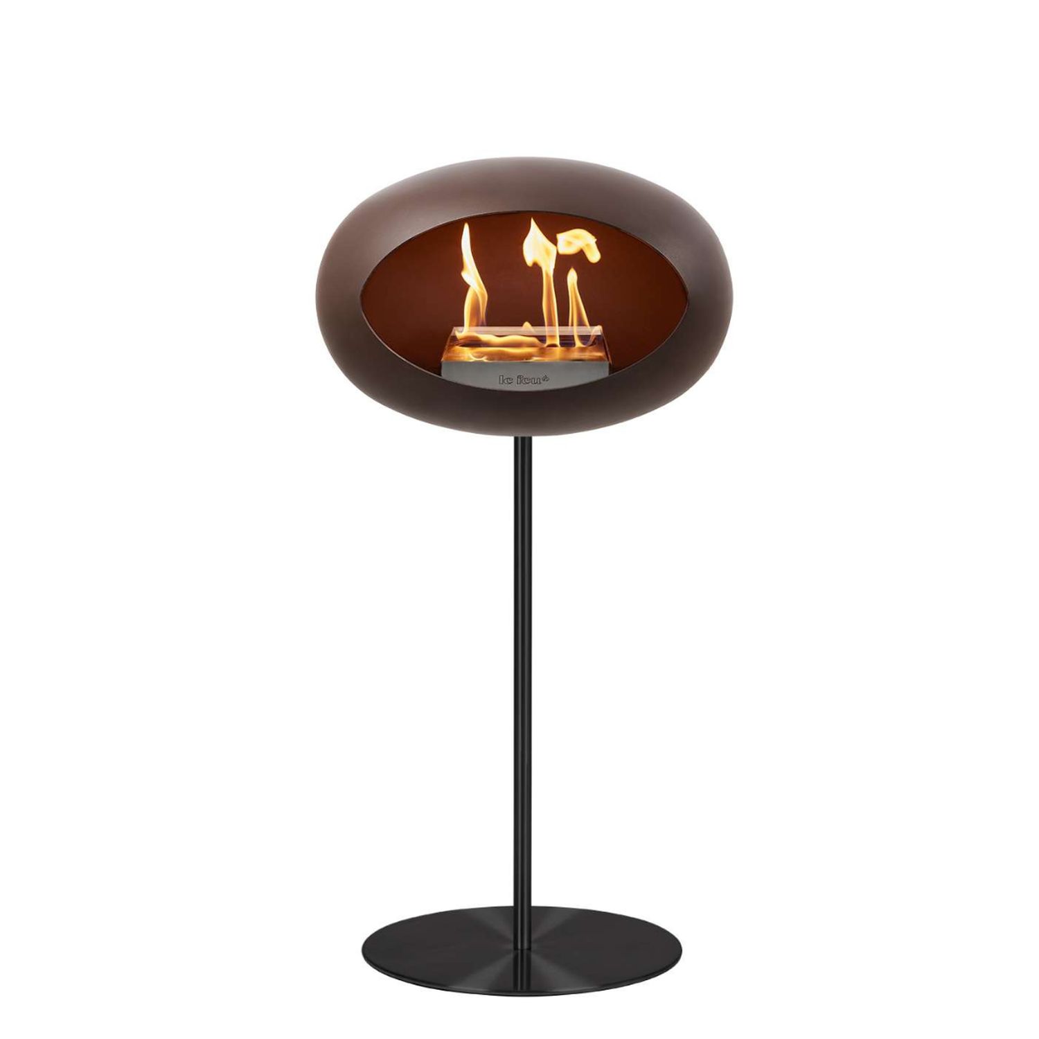 Le Feu Steel Bioethanol Kamin, stehend mocca 115cm, Stange 80cm, schwarz