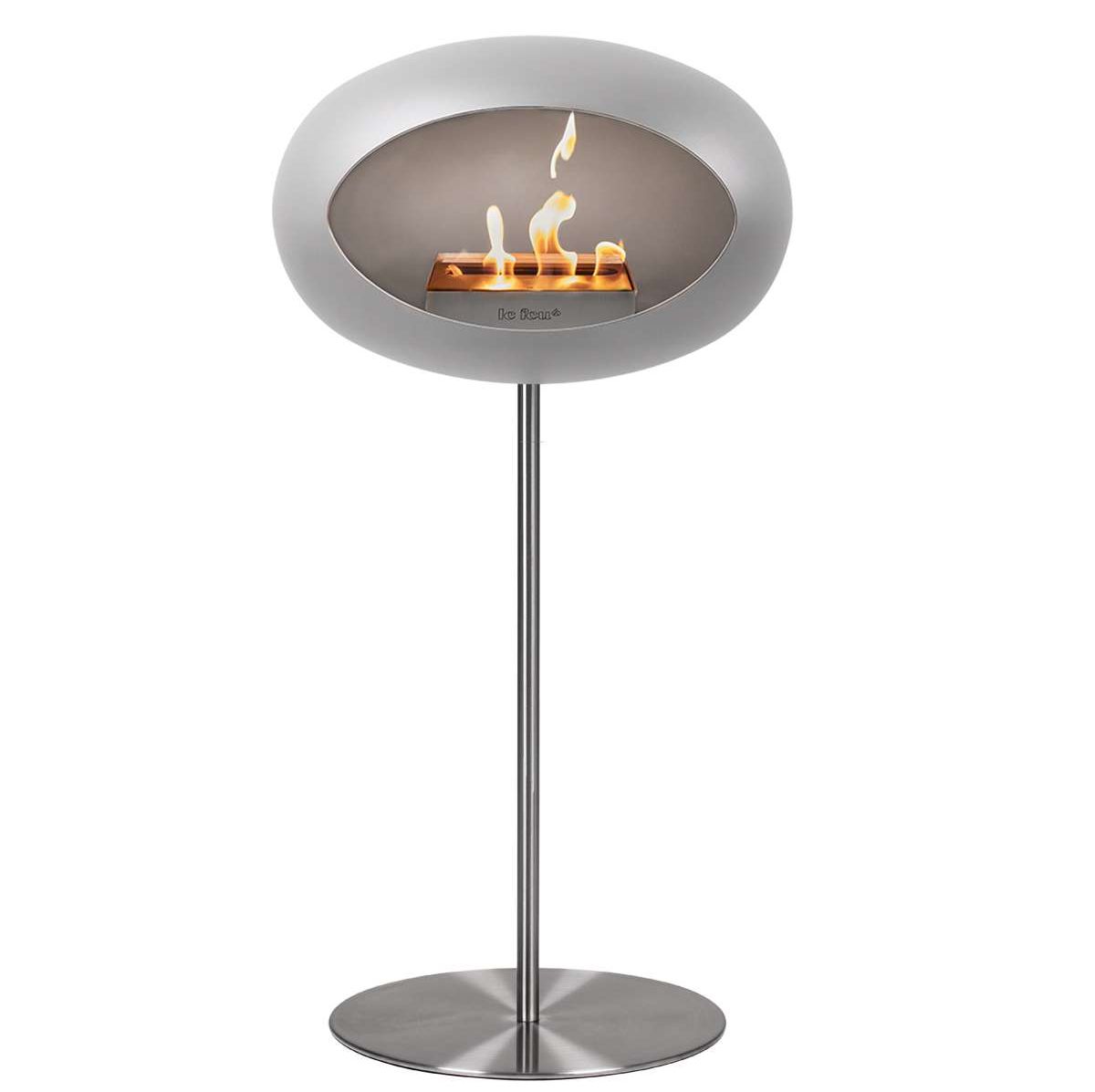 Le Feu Steel Bioethanol Kamin, stehend silber 115cm, Stange 80cm, edelstahl poliert