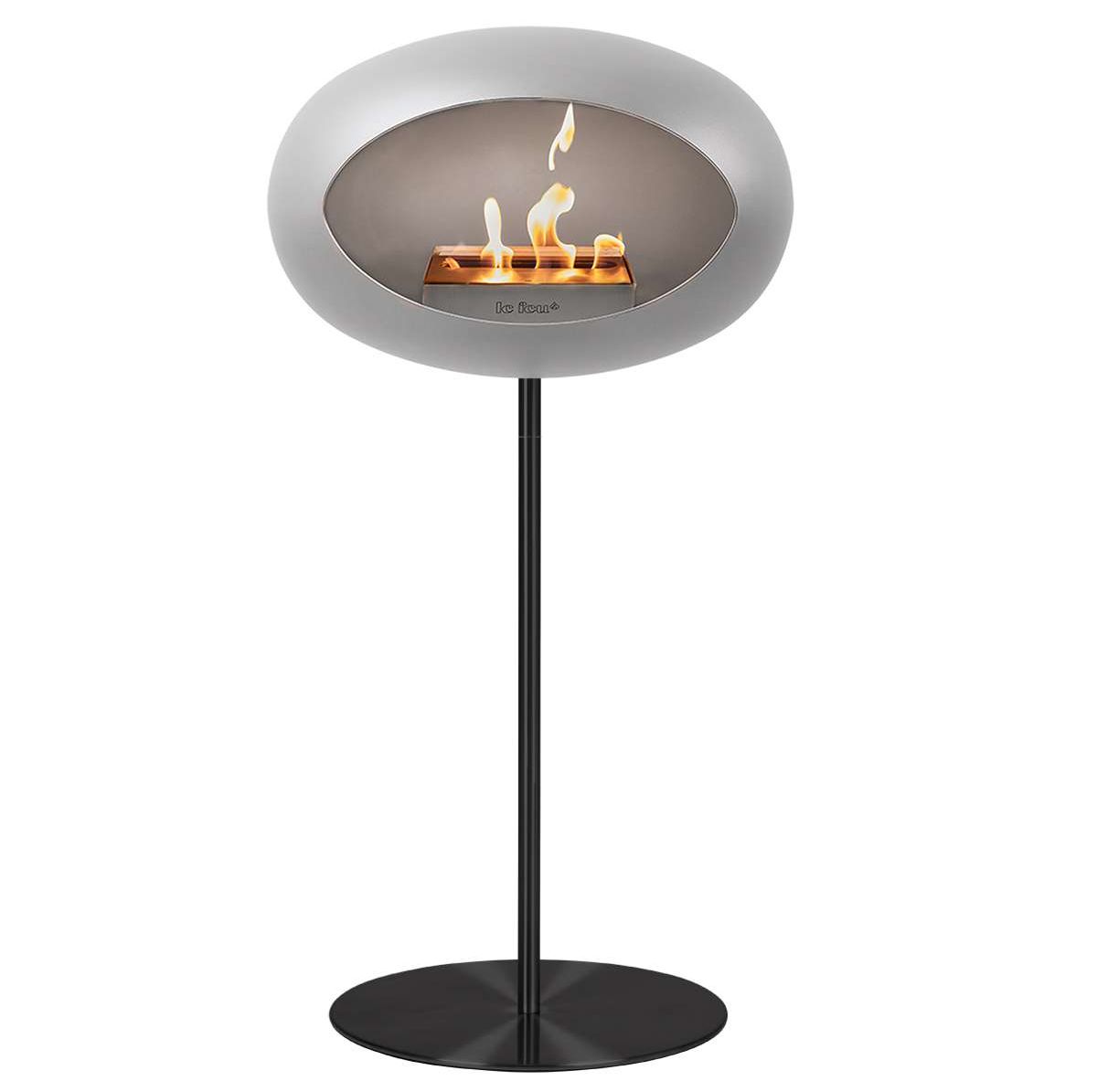 Le Feu Steel Bioethanol Kamin, stehend silber 115cm, Stange 80cm, schwarz