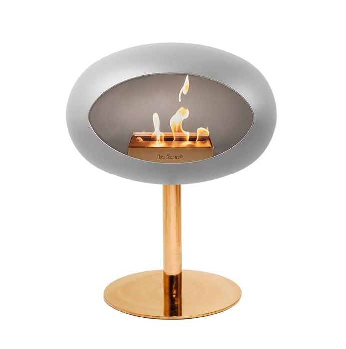 Le Feu Steel Bioethanol Kamin, stehend silber 85cm, Stange 50cm, rose gold