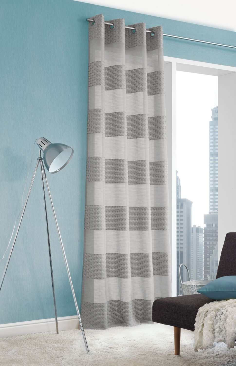 NEUTEX Ösenschal Ösenvorhang TAMARA 245x140 cm grau Ösenschal