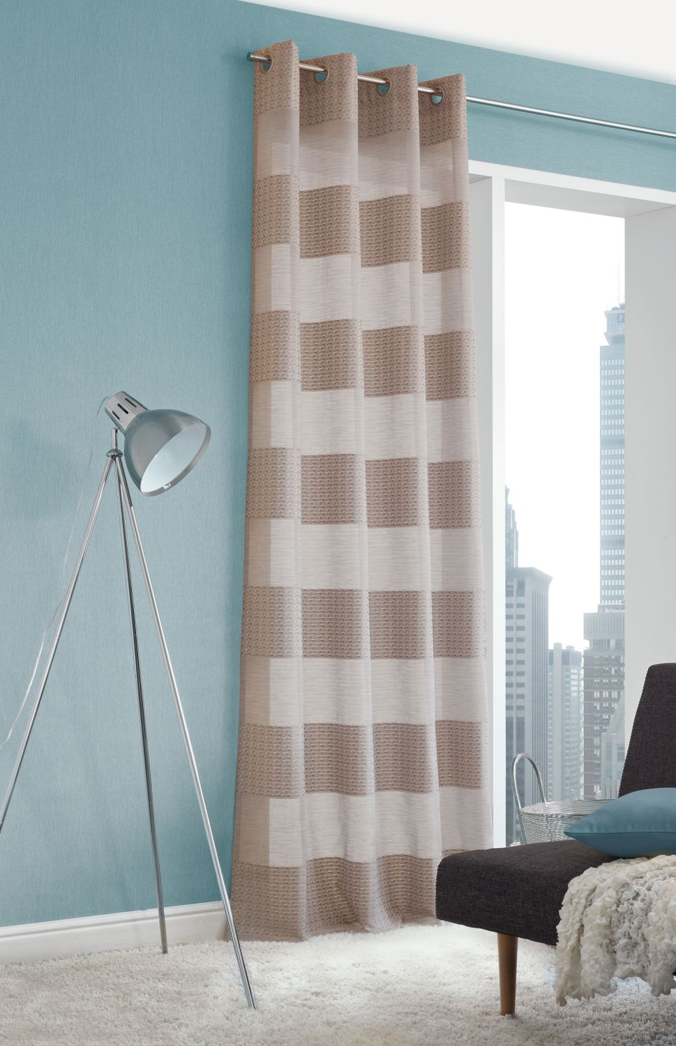 NEUTEX Ösenschal Ösenvorhang TAMARA 245x140 cm taupe Ösenschal
