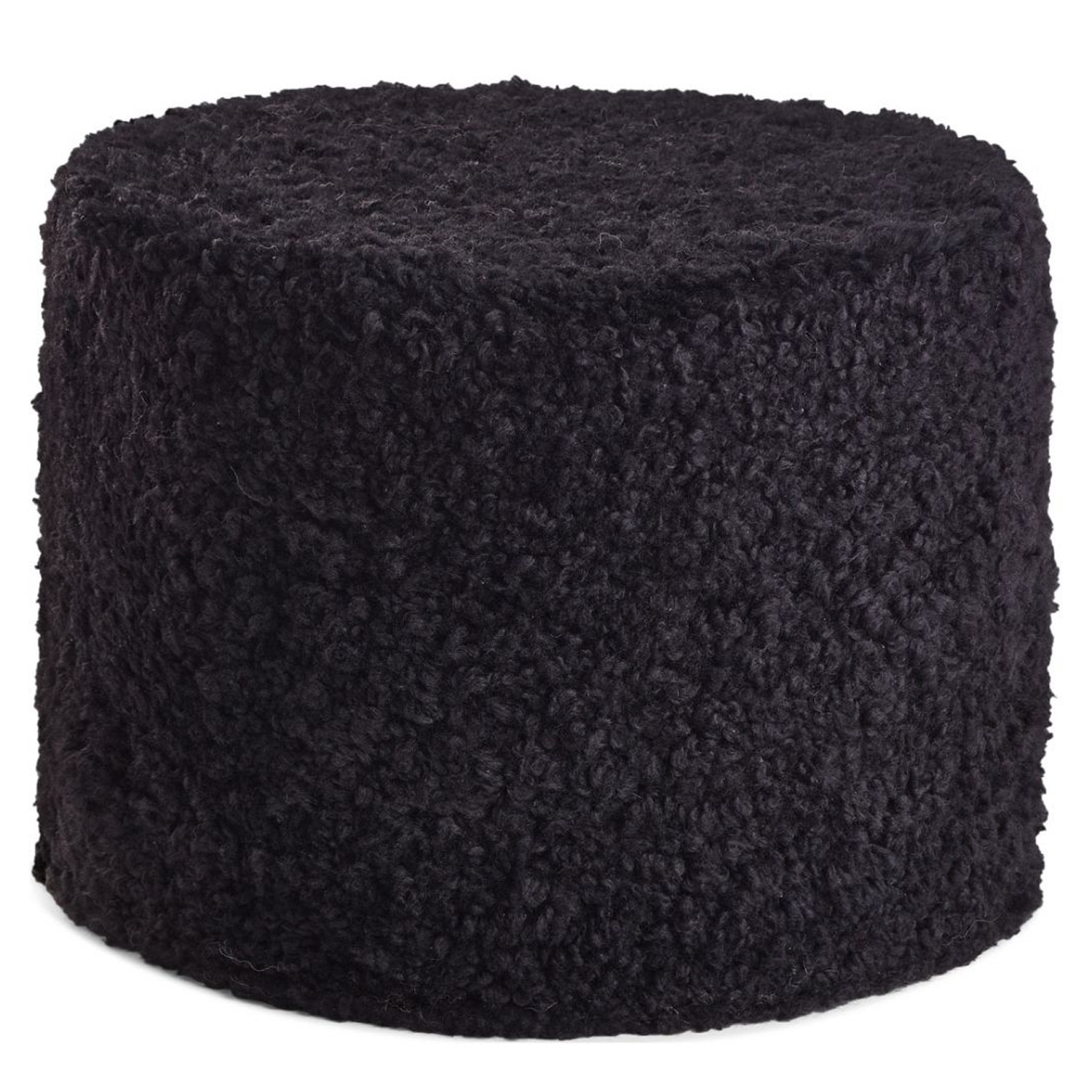 Natures Collection Pouf Echtfell Kurzwolle lockig Black Neuseeland Schaffell