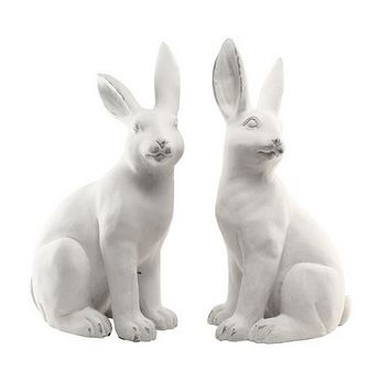 Osterhasen 'Cosmo & Shiwa' weiße Keramik ca. 30cm Höhe