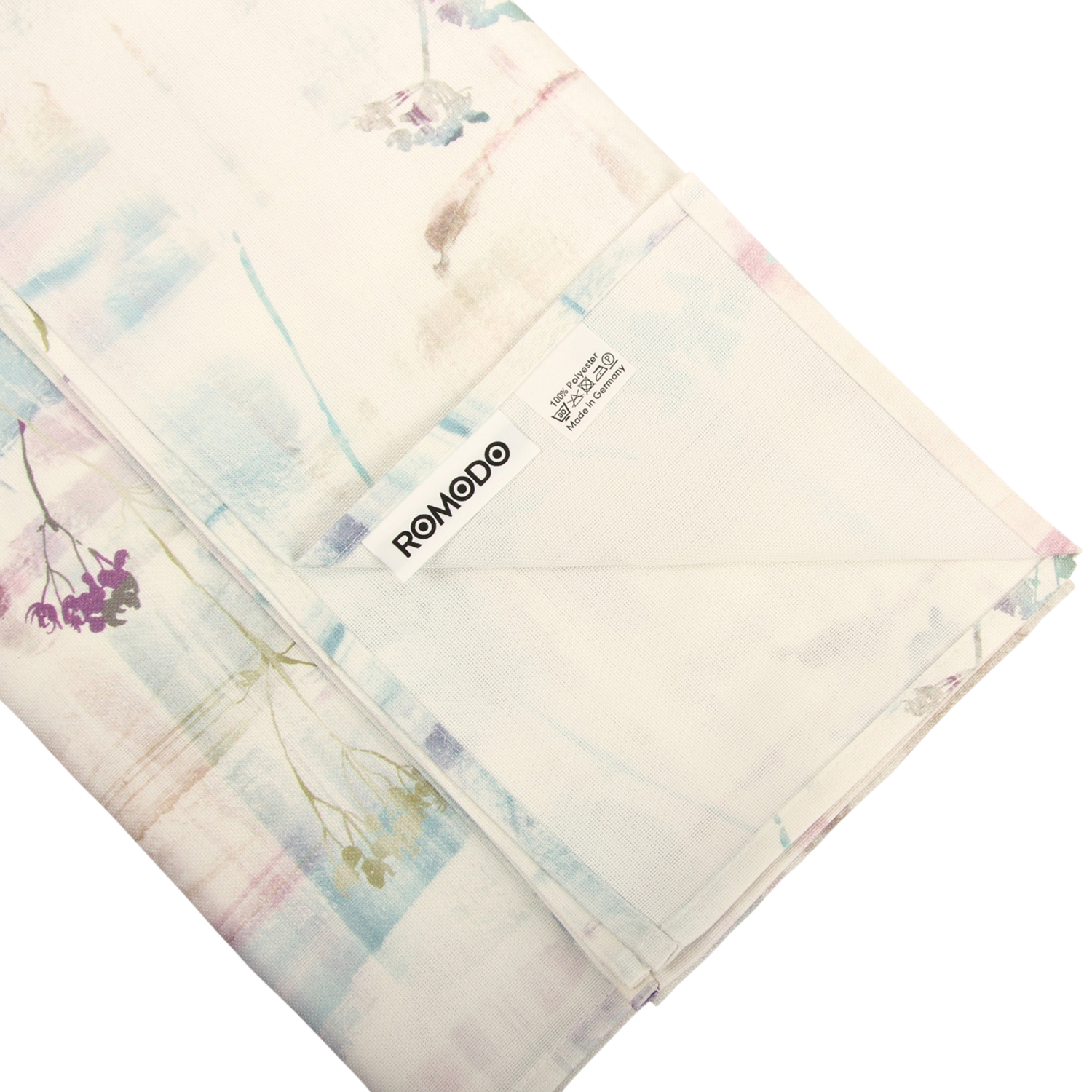 ROMODO Tischdecke Eppendorf 130 x 170 cm Druck Gräser Pastell blau lila rose gesäumt