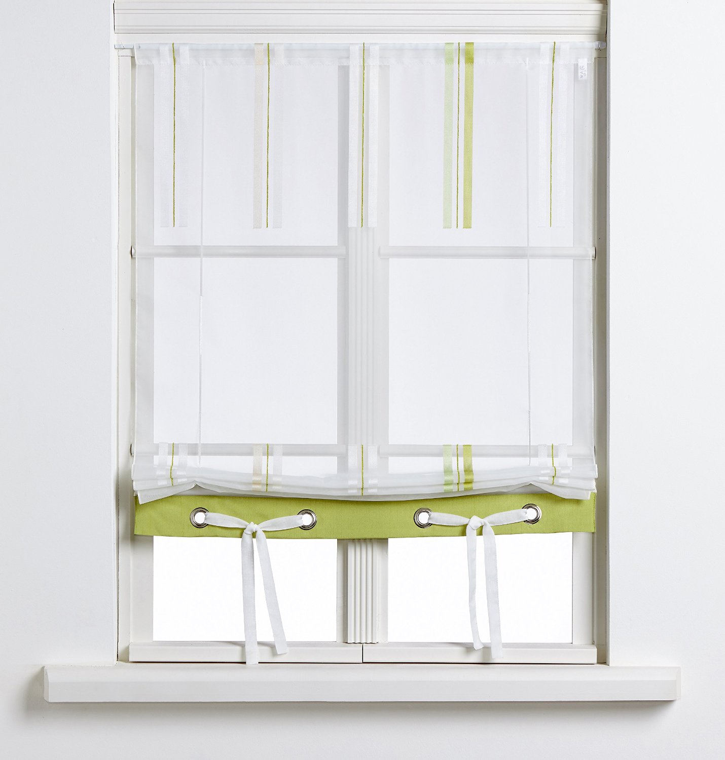 Raffrollo grüne Streifen Breite 100 cm Höhe 135 cm – ROMODO