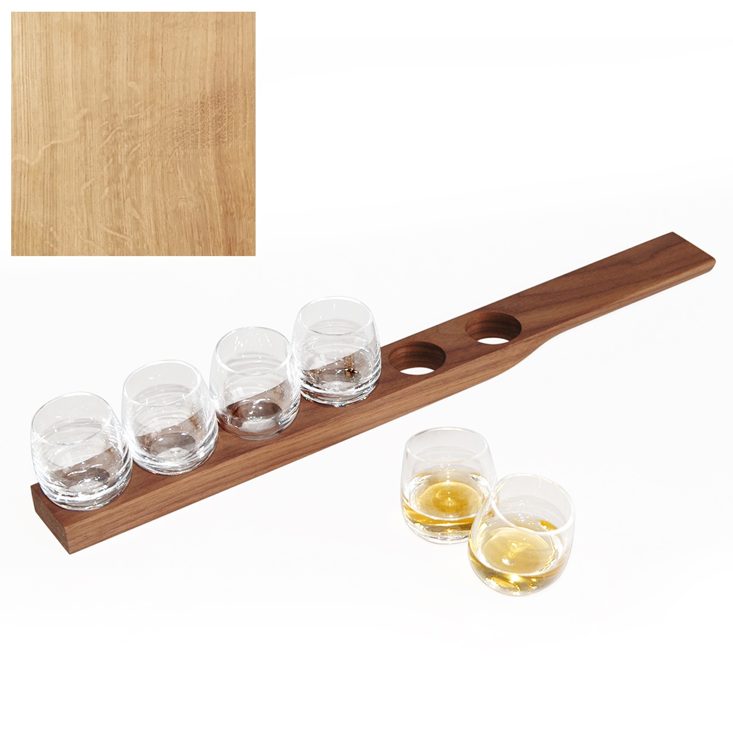 Raumgestalt Set Willis Brett mit 6 Gläsern Willi Tanz der Gläser Brett aus Ahornholz