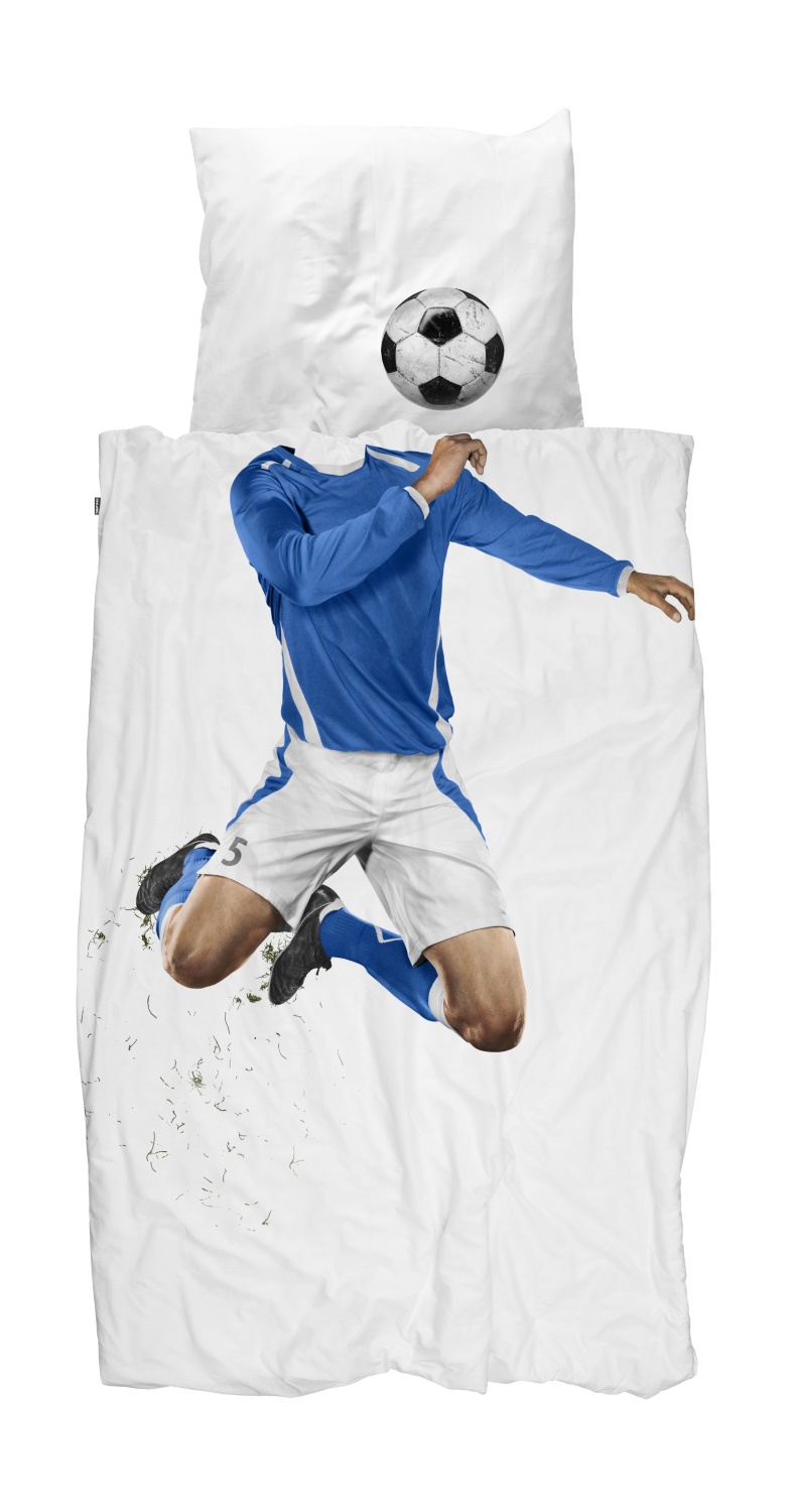 SNURK Bettwäsche Fußballer blaues Trikot 100% Perkal-Baumwolle 135x200 cm