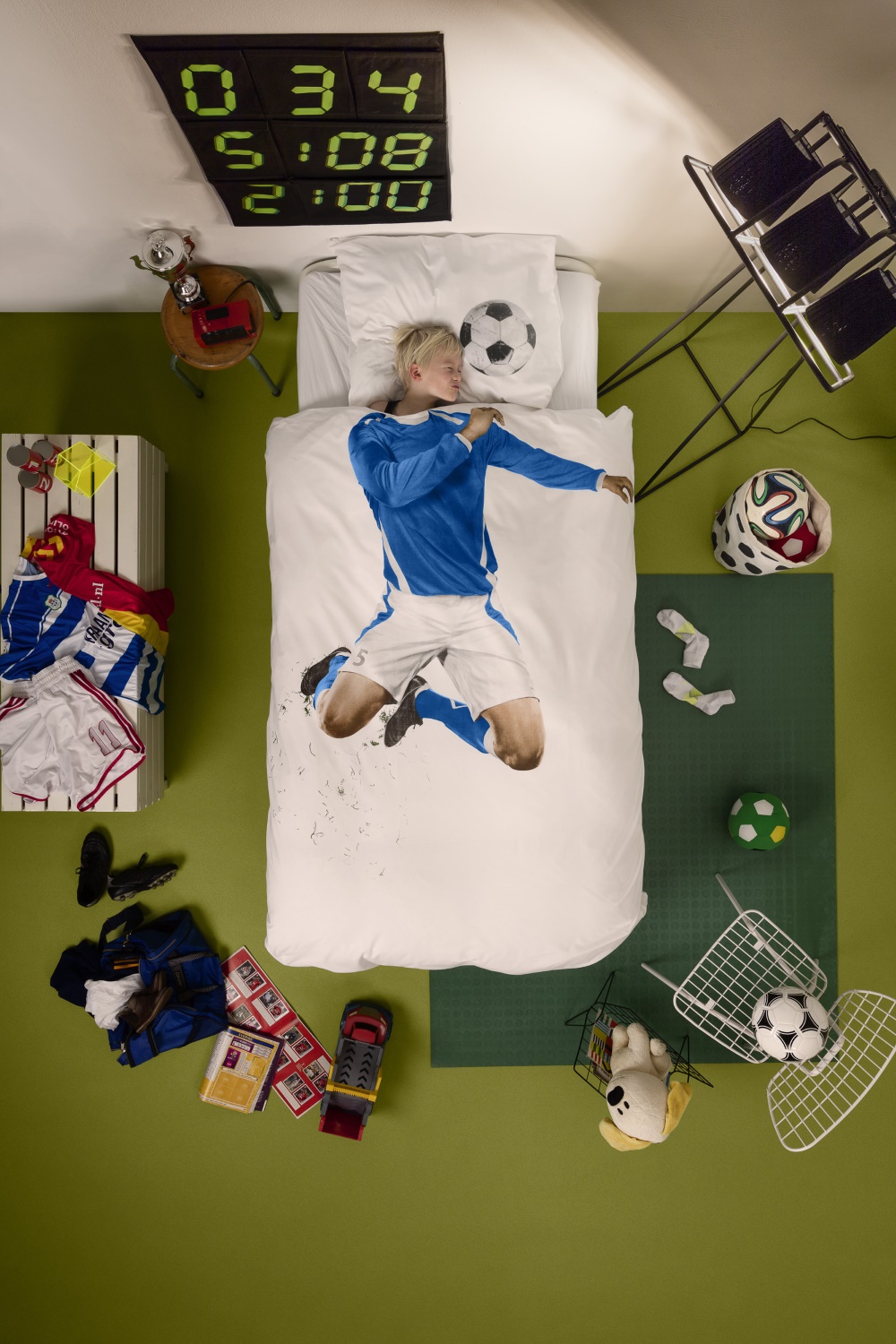 SNURK Bettwäsche Fußballer blaues Trikot 100% Perkal-Baumwolle 135x200 cm