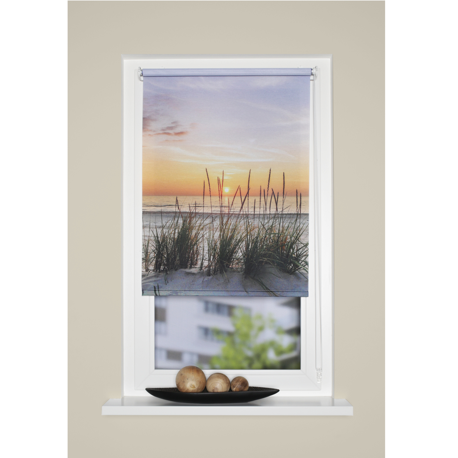 Schmidtgard Kettenzugrollo EVENING Breite 100cm Seidenoptik Digitaldruck natur