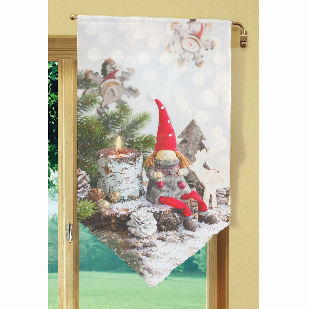 Schmidtgard Kurzgardine WEIHNACHTSWICHTEL Höhe 100cm transparenter Voile