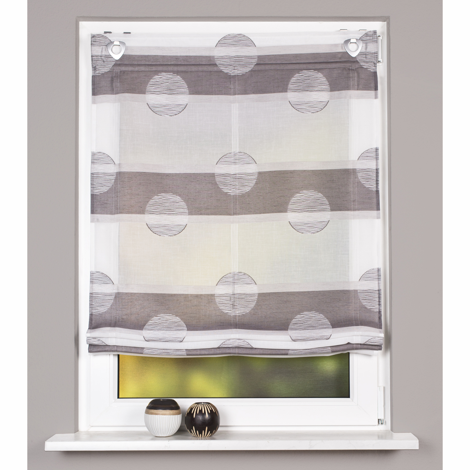 Schmidtgard Ösenrollo Kreise anthrazit Breite 80cm Querstreifen scherli