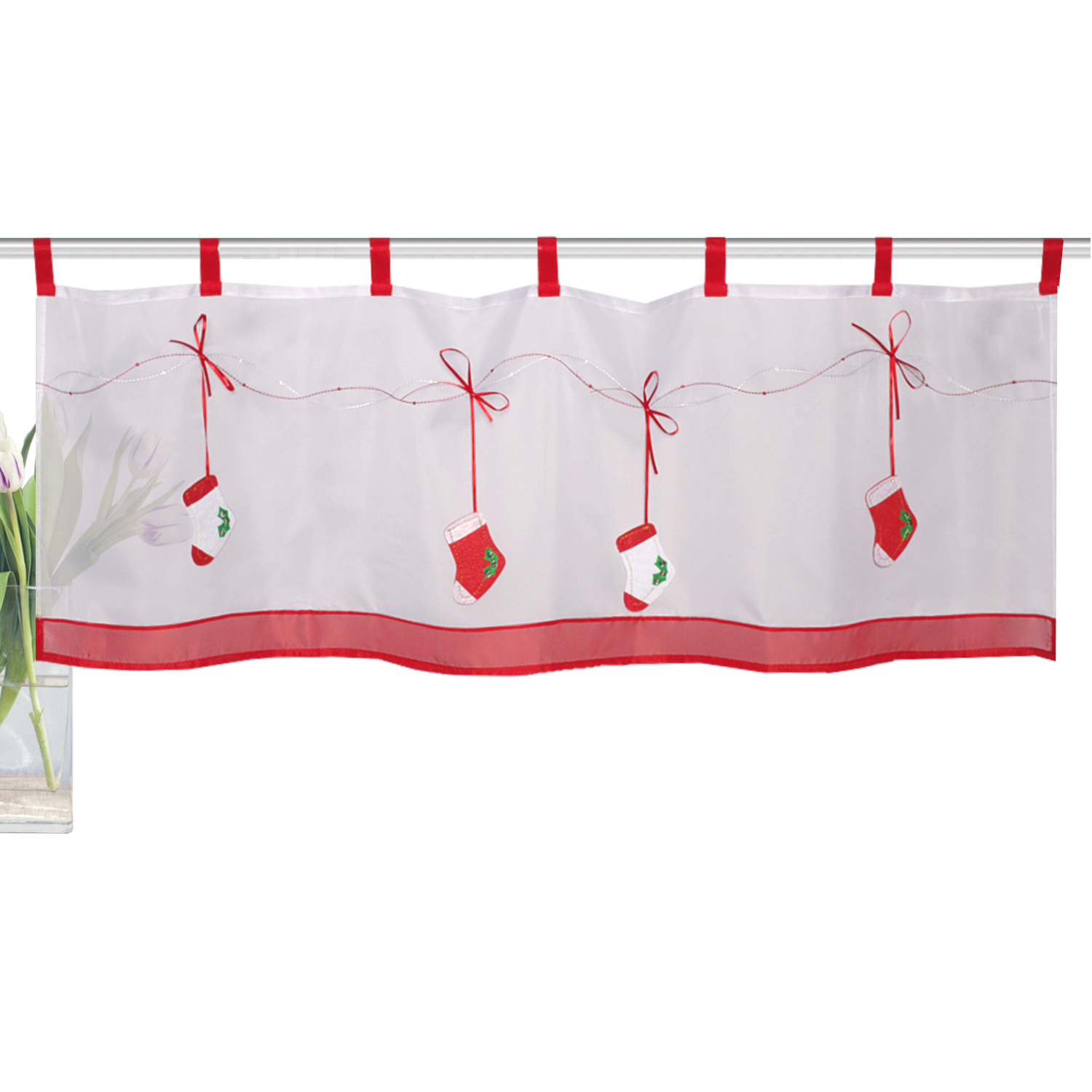 Schmidtgard Scheibengardine MESOU mit Motiv transparent aus hochwertigem Batist mit Schlaufen