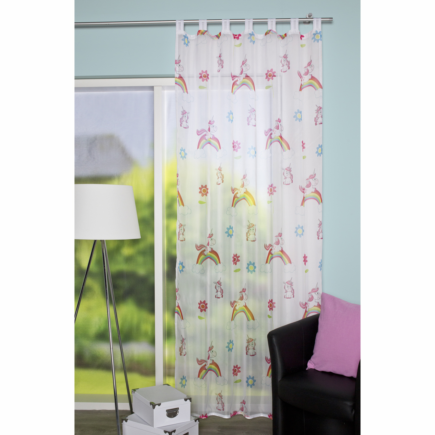 Schmidtgard Schlaufenschal Einhorn multicolor Voile bedruckt mit Einhorn Motiv