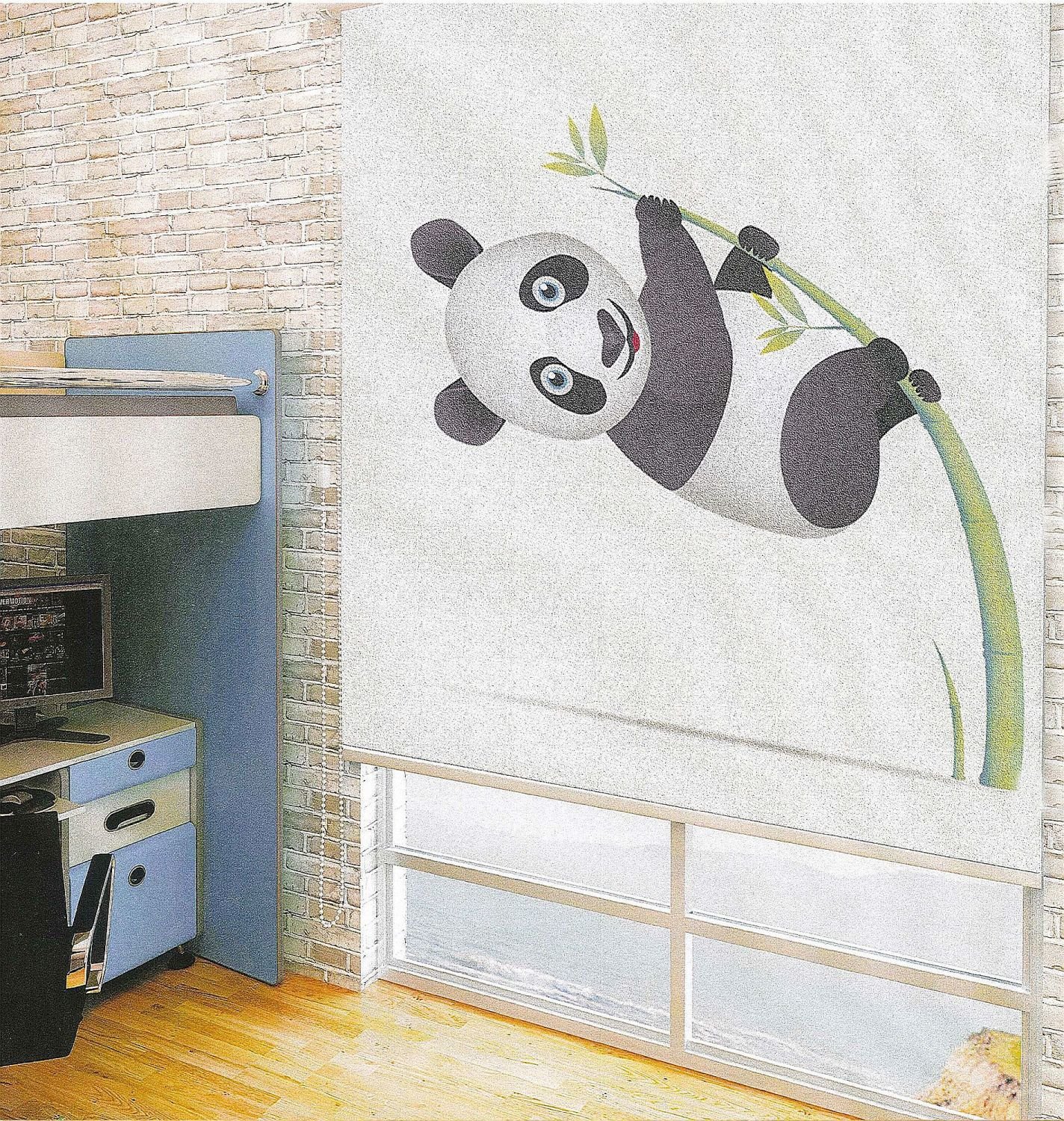 Sichtschutz Rollo Panda schwarz Digitaldruck verschiedene Größen H: 160 cm B: 120 cm