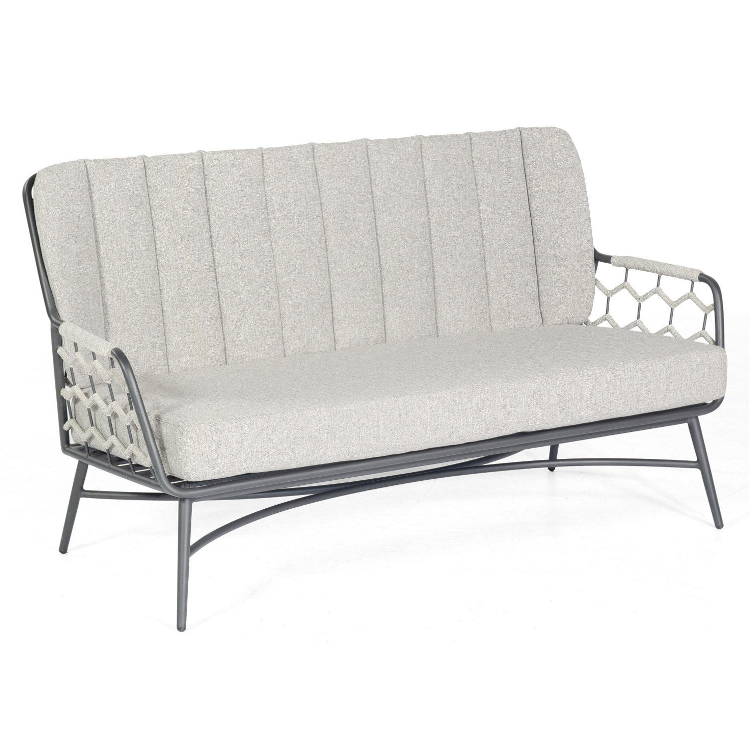 SonnenPartner Lounge-Sofa YALE silbergrau Gartensofa inkl.Kissen Alu Kunststoffgeflecht