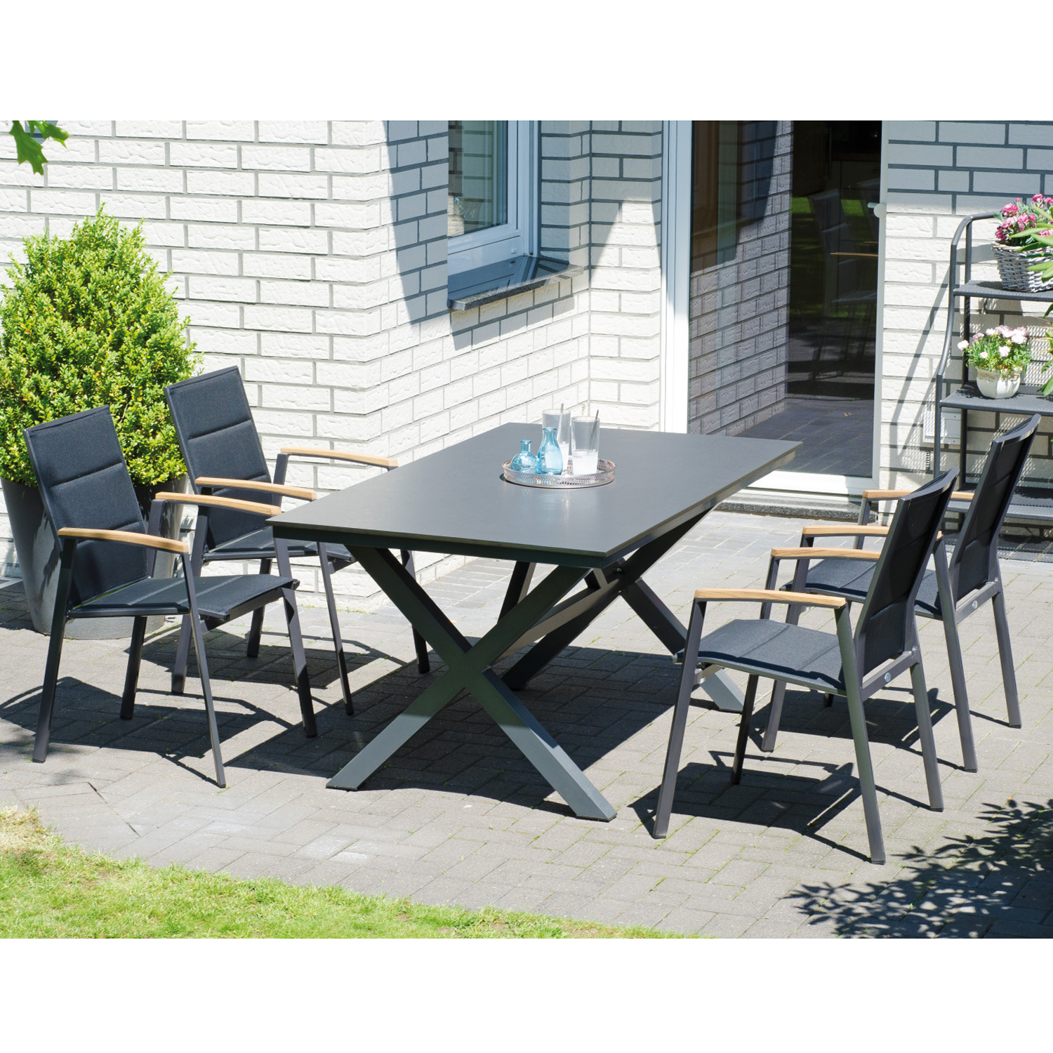 ® 4er Set ROMODO anthrazit SIERRA Stapelsessel SonnenPartner –