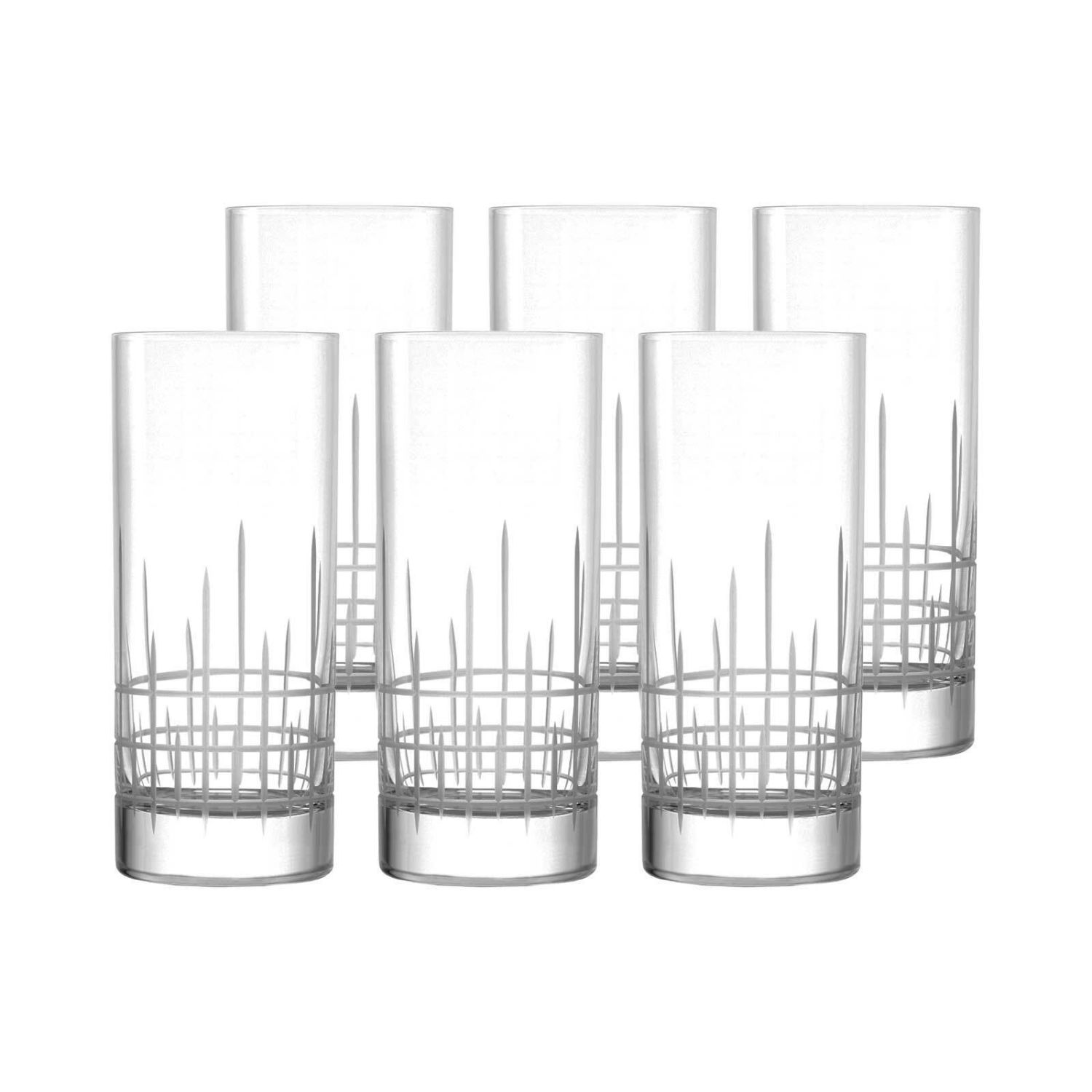 Stölzle Longdrinkglas NEW YORK MANHATTAN Kristallglas matter Dekorschliff 6er Set 405ml