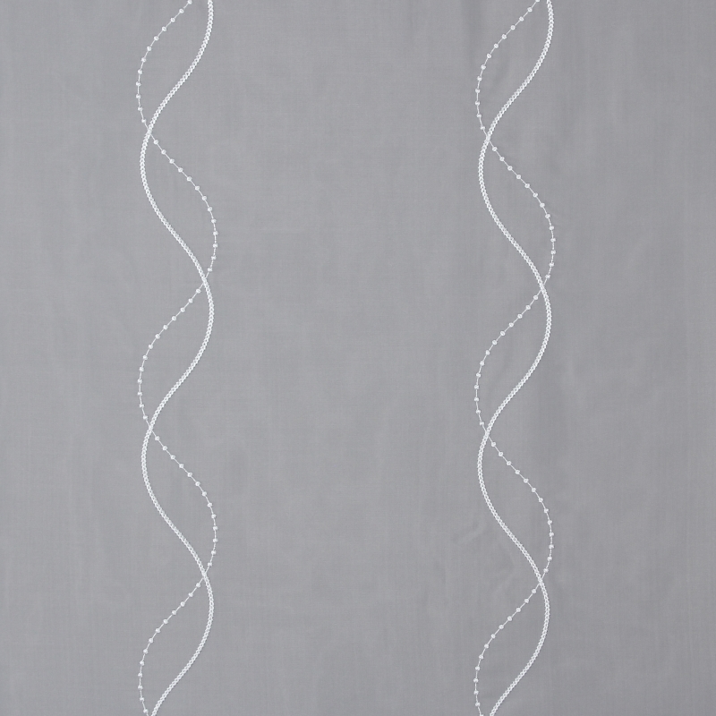 Store Gardinenstoff Alexandria Stickerei Welle weiß Höhe 290cm transparent mit Bleiband