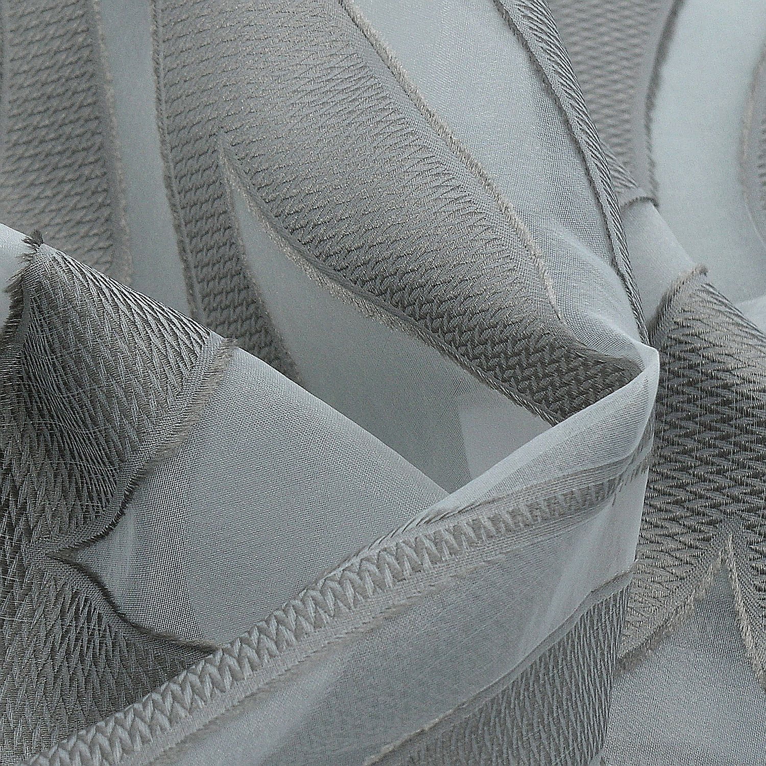 Store Gardinenstoff Paulista Scherli Ornament grau Höhe 300cm halbtransparent mit Bleiband