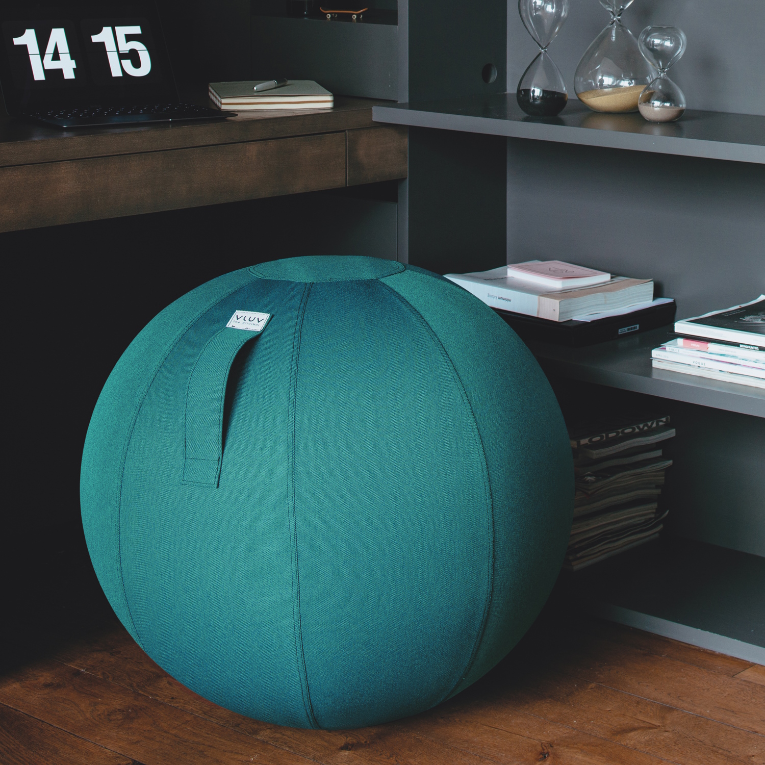 VLUV LEIV ergonomischer Sitzball 60-65cm Dark Petrol robuste hochwertige canvas-ähnliche Stoffqualität