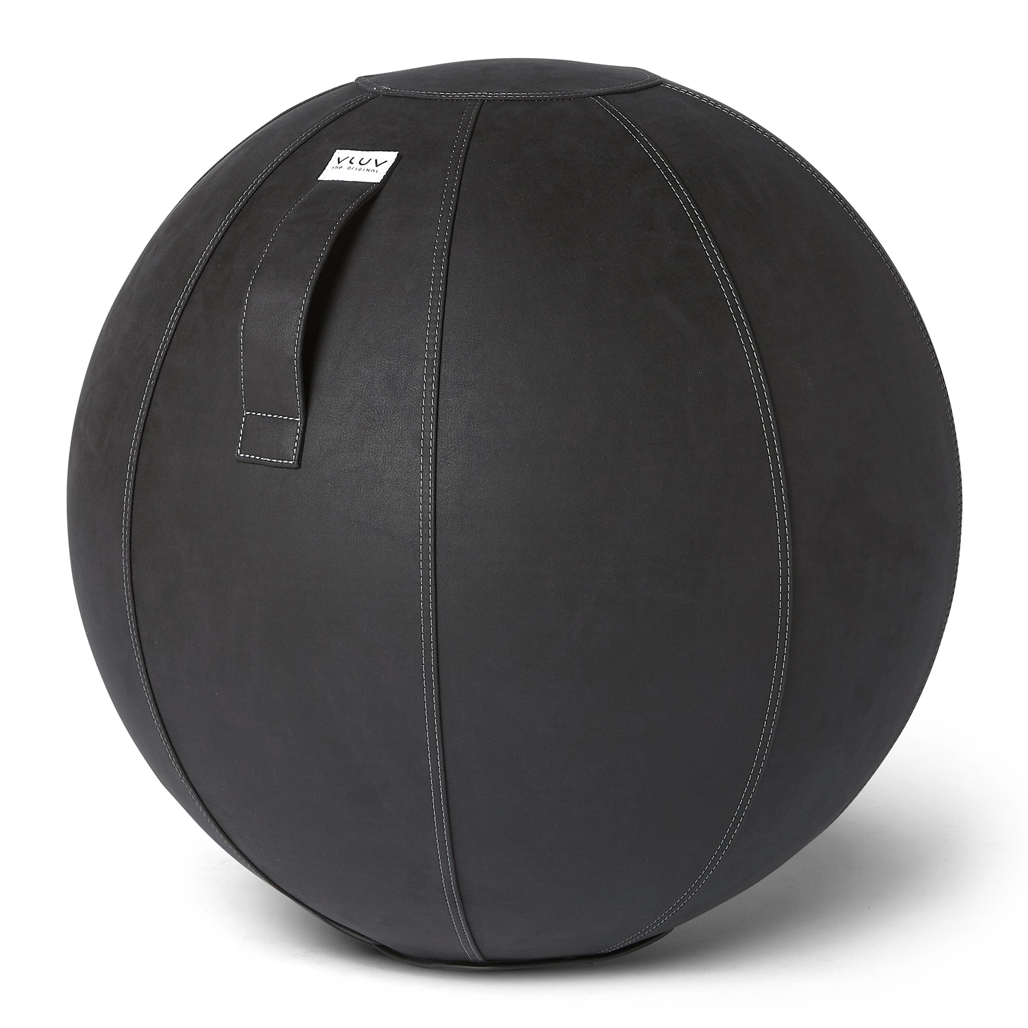 VLUV Sitzball BOL VEGA Kunstleder Schwarz 75cm für gesundes und aufrechtes Sitzen