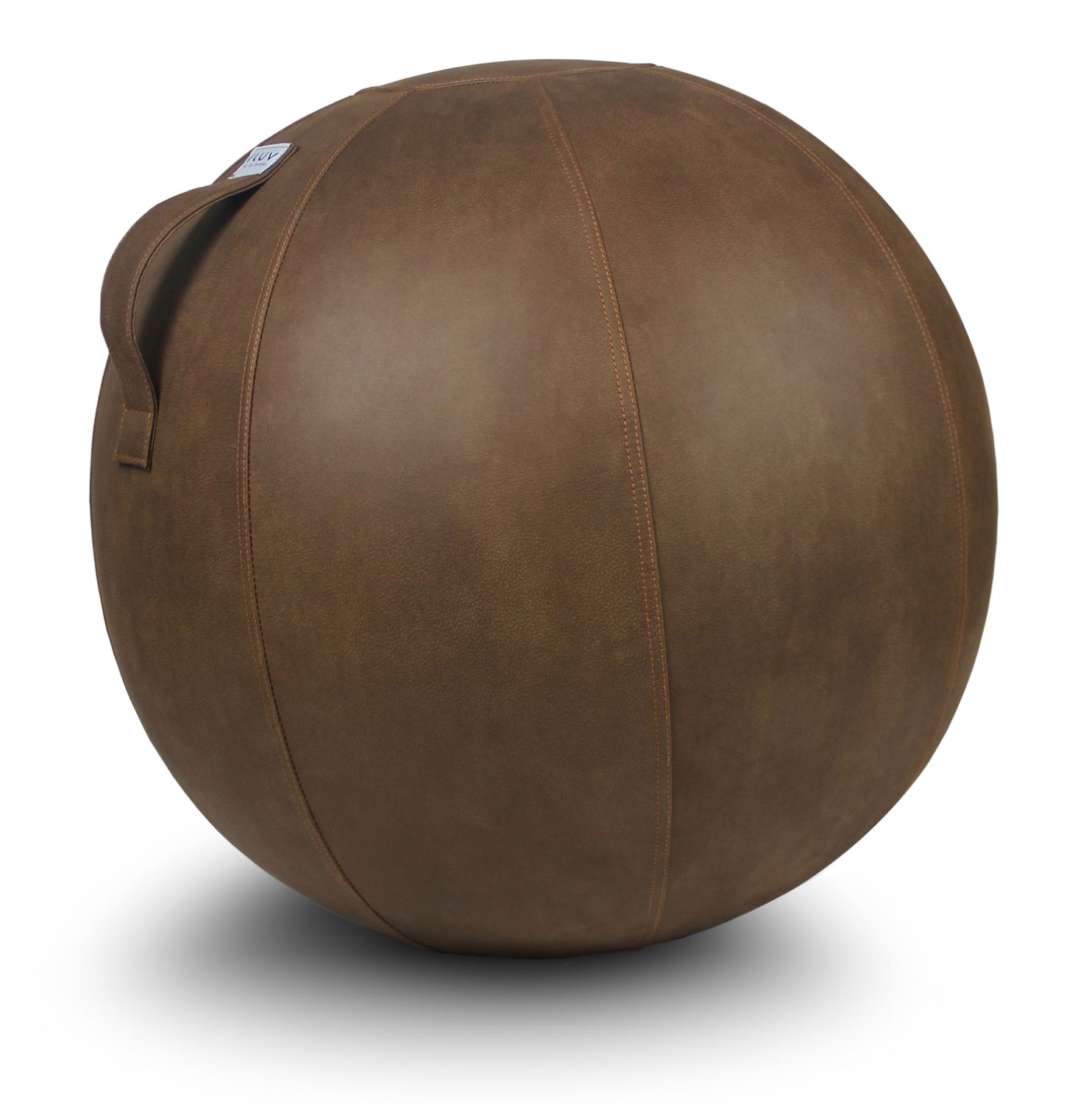 VLUV VEEL Lederimitat-Sitzball 60-65cm Cognac ergonomisches Sitzmöbel Elegant wie Leder samtig wie Stoff