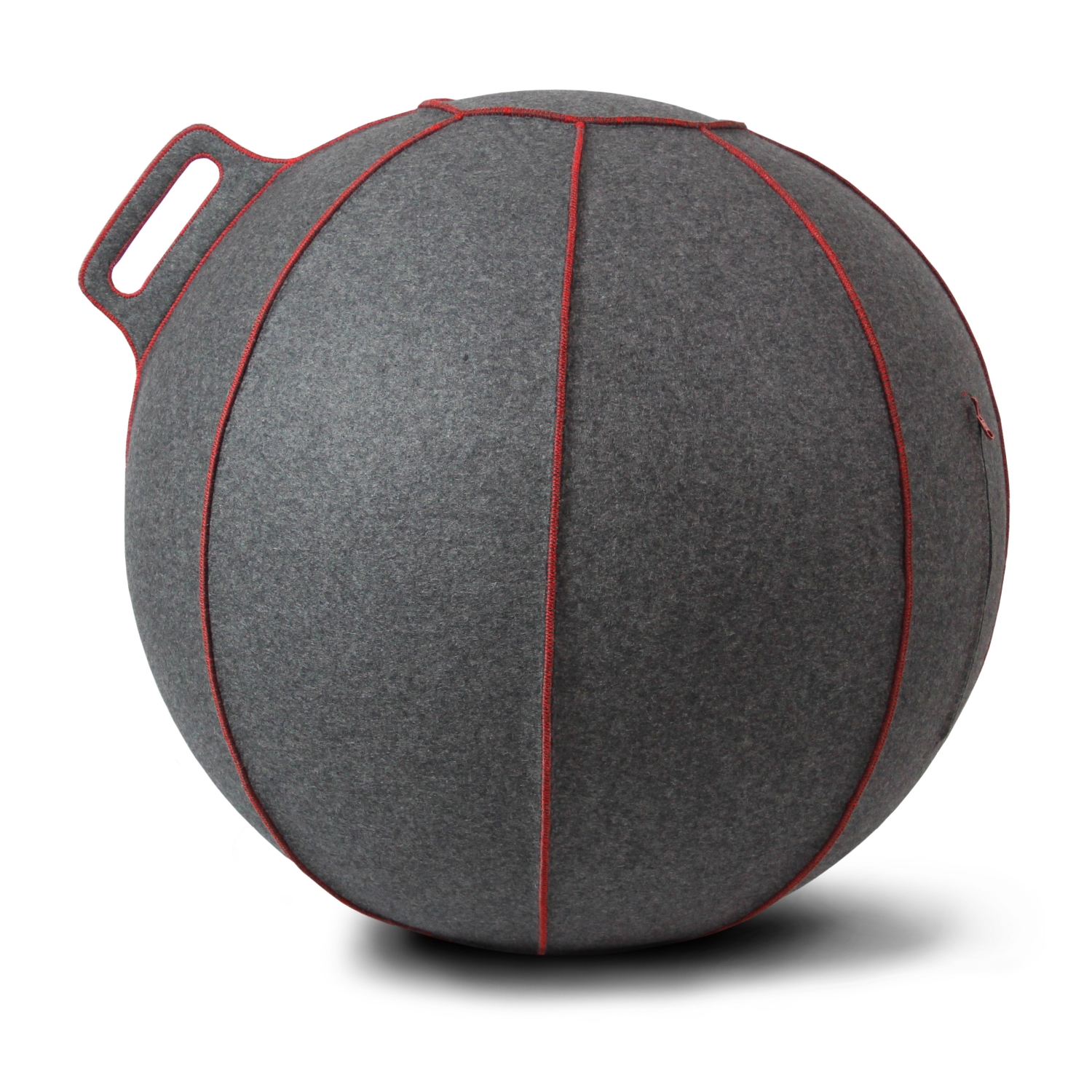 VLUV VELT hochwertige Filz-Sitzball 70-75cm grau/rot ergonomisches Design-Sitzmöbel mit Tragegriff