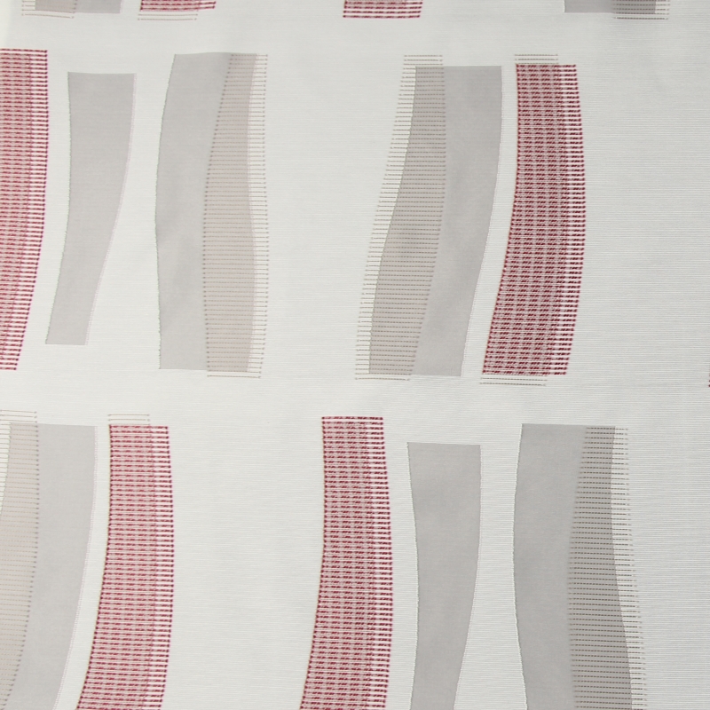 Vorhangstoff Dekostoff Perg Karo rot beige Breite 152 cm halbtransparent