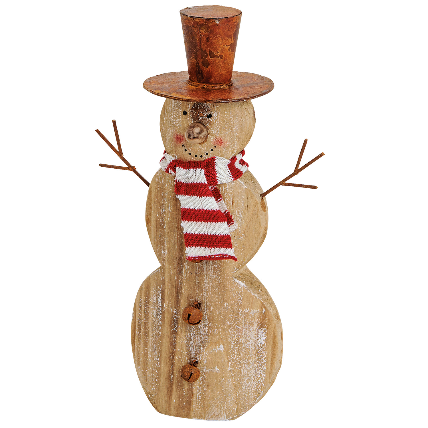 Weihnachtsfigur Dekofigur Schneemann aus Holz und Metall braun 15x23x5cm 