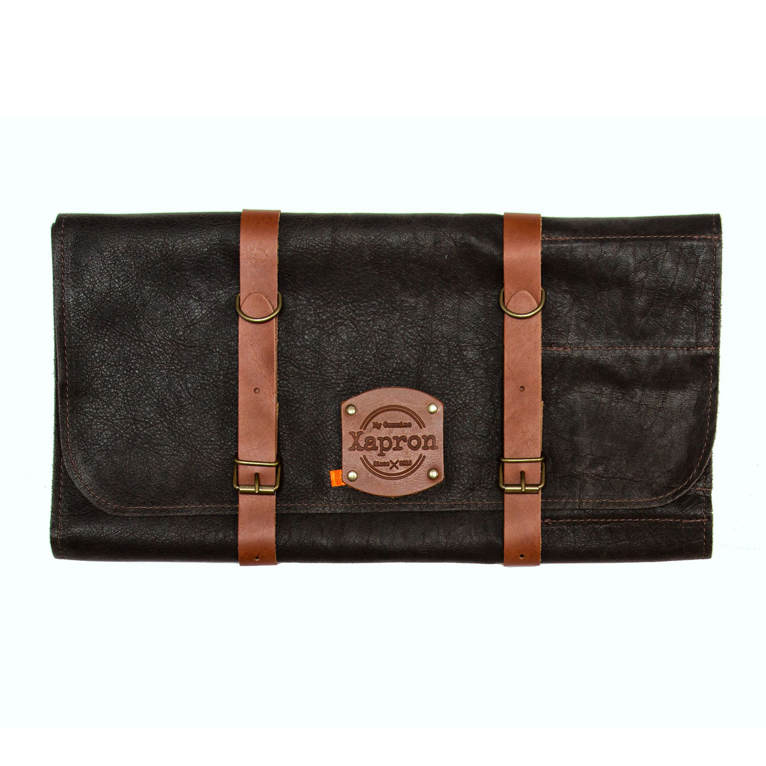 Xapron Leder Messerrollentasche Utah black vollnarbiges Büffelleder 10 Taschen verstellbare Träger