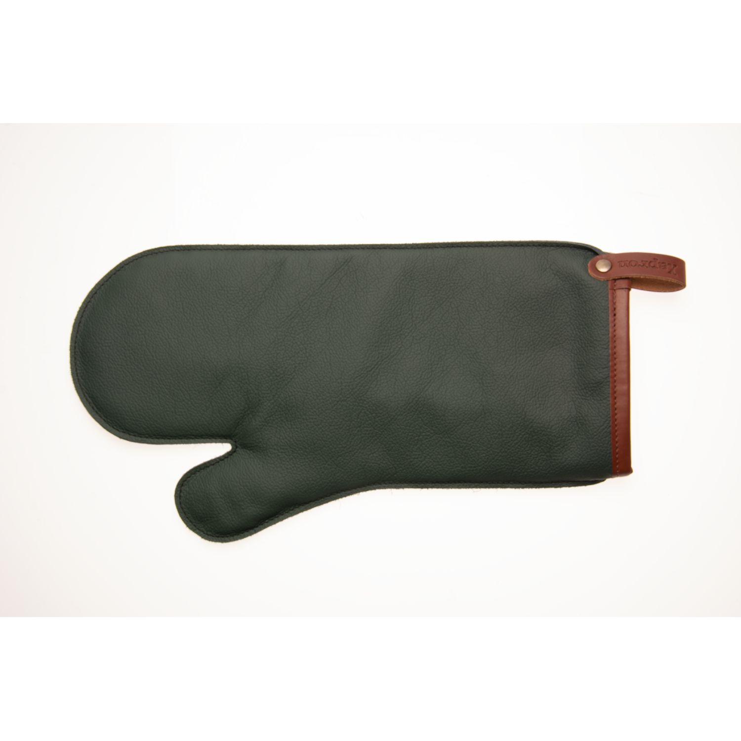 Xapron Leder Ofenhandschuh BOVUNE dark green Handgefertigt schützt vor Temperaturen bis 240°C